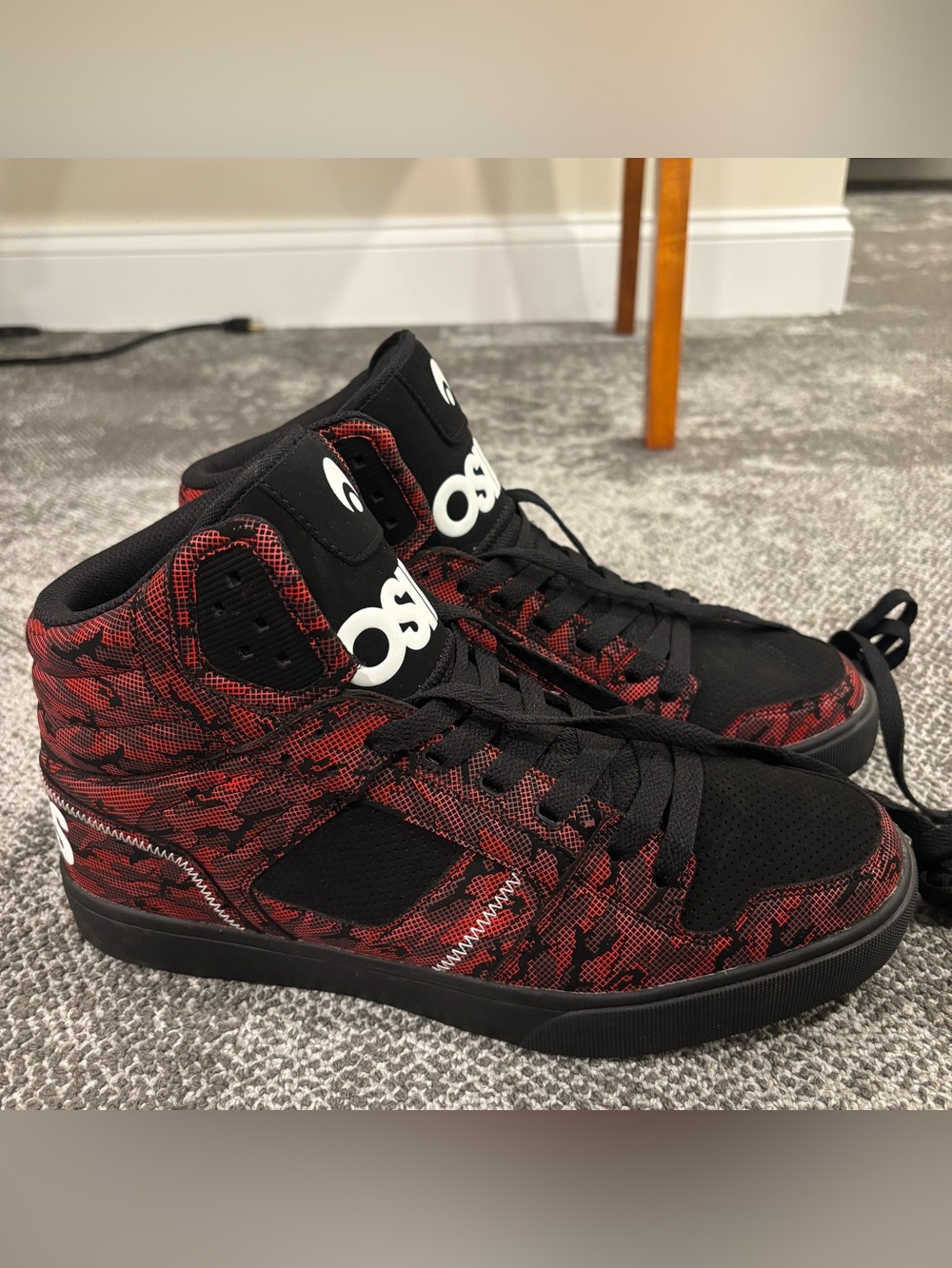 Osiris Clone 1322 2692 Red Black Skateboarding Shoes Like New Mens U.S. 12